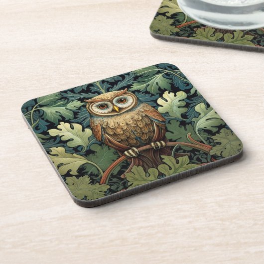 Die Eule auf einem Eichenbaum Getränkeuntersetzer (Linke Seite)