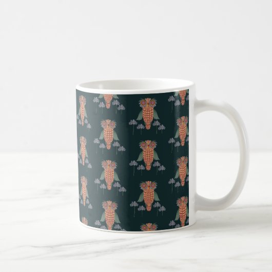 Die Eule der Weisheit und Blumen Kaffeetasse (Rechts)
