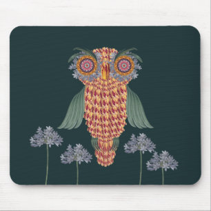 Die Eule der Weisheit und Blumen Mousepad