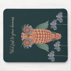 Die Eule der Weisheit und Blumen Mousepad