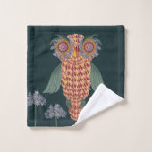 Die Eule der Weisheit und der Blume Badhandtuch Set (Waschlappen)