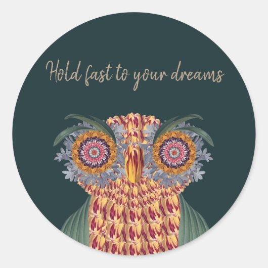 Die Eule der Weisheit und der Blume Runder Aufkleber (Vorderseite)