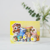 Die Eule-Familie Postkarte (Stehend Vorderseite)