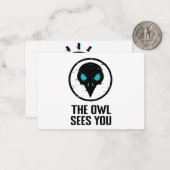 Die Eule sieht Euch - Glitch Eye Horror Shirt - We Mitteilungskarte (Vorderseite/Rückseite Beispiel)