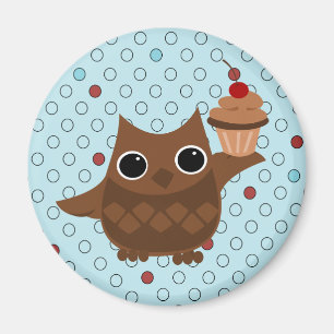 Die Eule und der kleine Kuchen Magnet