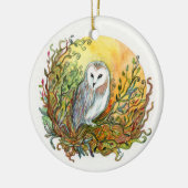 Die Eule und der Mond Keramik Ornament (Links)