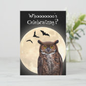 Die Eule und der Vollmond Einladung (Stehend Vorderseite)