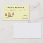 Die Eulen-Telefonkarte der Kinder Telefonnummerkarte (Vorne/Hinten)