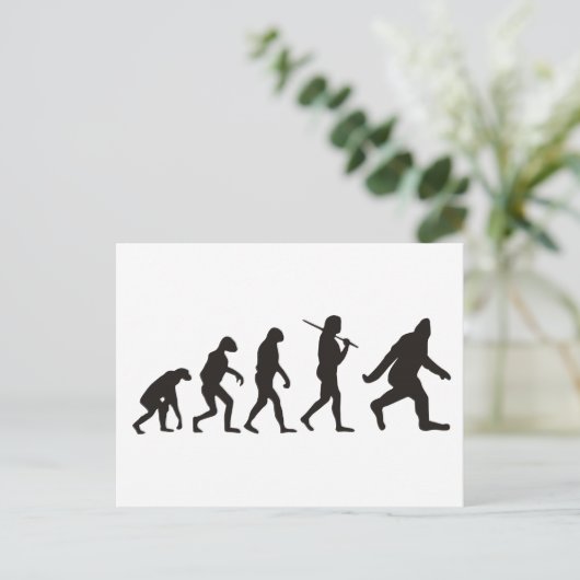 Die Evolution des Bigfoot Postkarte (Stehend Vorderseite)