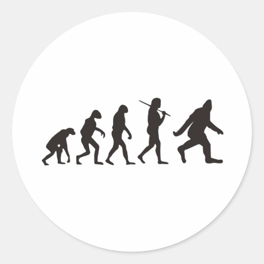 Die Evolution des Bigfoot Runder Aufkleber (Vorderseite)