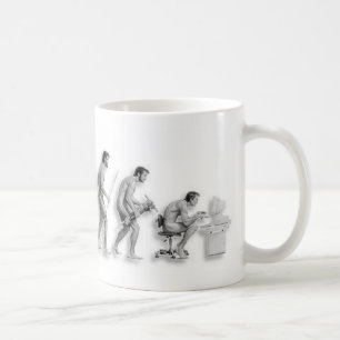 Die Evolution des Mannes verbessert Kaffeetasse