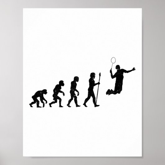 Die Evolution eines Badminton-Spielers - Funny Poster (Vorne)