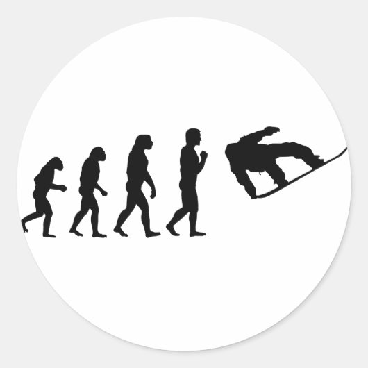 Die Evolution Snowboarden Runder Aufkleber (Vorderseite)