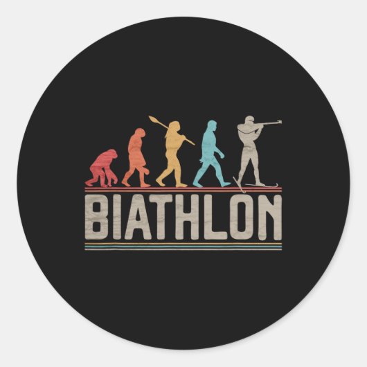 Die Evolution von Biathlon Target Shooting XC Skii Runder Aufkleber (Vorderseite)
