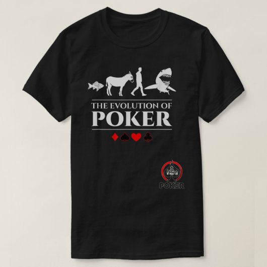 Die Evolution von Poker Fisch Donkey Man Card Shar T-Shirt (Design vorne)