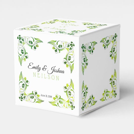 Die Extravagante "Green Leaf Borders Gevor Box" Geschenkschachtel (Vorderseite)