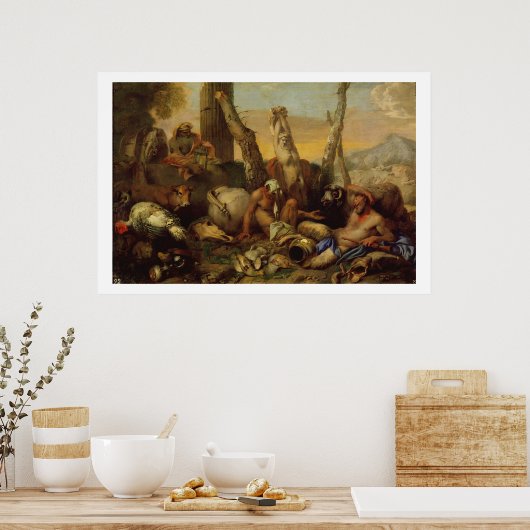 Die Fabel der Diogenese, die mit einer Laterne nac Poster (Küche)