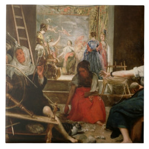 Die Fabel von Arachne oder die Spinner, c.1657 (Ö Fliese
