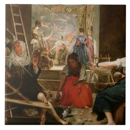 Die Fabel von Arachne oder die Spinner, c.1657 (Öl Fliese (Vorderseite)