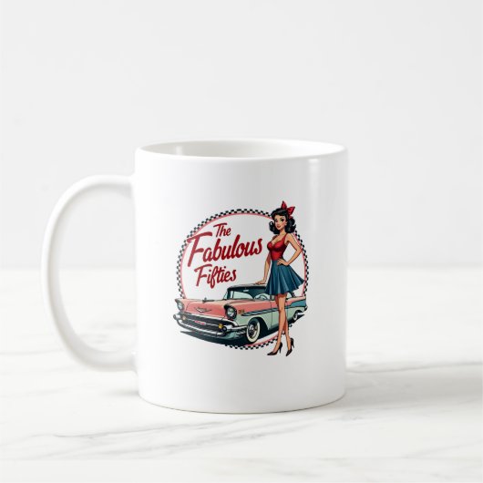 Die fabelhaften 50er Retro Car Girl Graphic Kaffeetasse (Links)