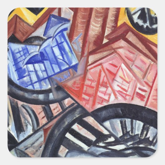 Die Fabrik und die Brücke Quadratischer Aufkleber (Vorderseite)