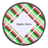 Die Fahne der Afrikanerin Amerikanische Diaspora i Eishockey Puck (Vorderseite)