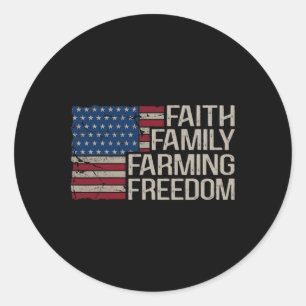 Die Fahne der Familie Farm Freedom American Flag 4 Runder Aufkleber