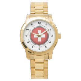 Die Fahne der Frauenschweiz Oversized Gold Watch Armbanduhr