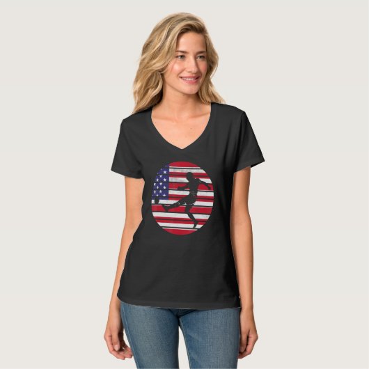 Die Fahne der USA mit Cutout-Klick auf den Fußball T-Shirt (Vorderseite Vollansicht)