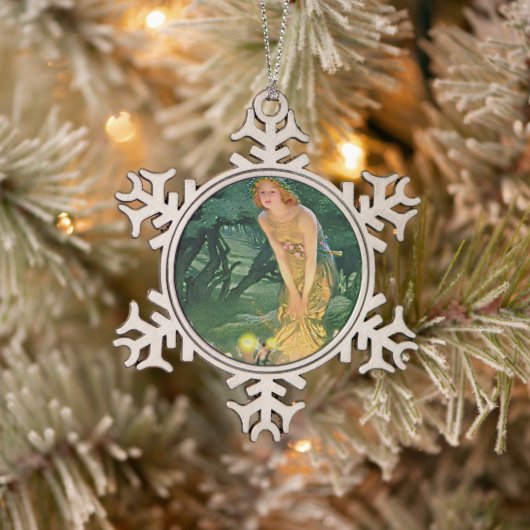 Die Fairies im Mondschein Schneeflocken Zinn-Ornament (Baum)