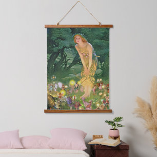 Die Fairies im Mondschein Wandteppich Mit Holzrahmen