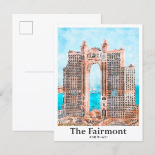 Die Fairmont Abu Dhabi Watercolor-Skizze Postkarte