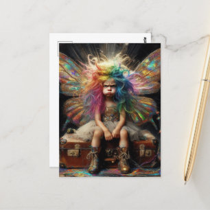 Die Fairy Grump auf einem Vintagen Koffer Postkarte