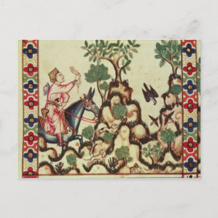 Die Falcon-Jagd, von der Handschrift Postkarte