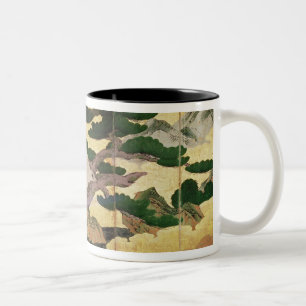 Die Falken in den Kiefern, 6 täfeln faltenden Zweifarbige Tasse