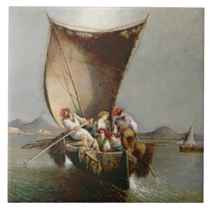 Die Familie des Fischers (Öl auf Leinwand) Fliese