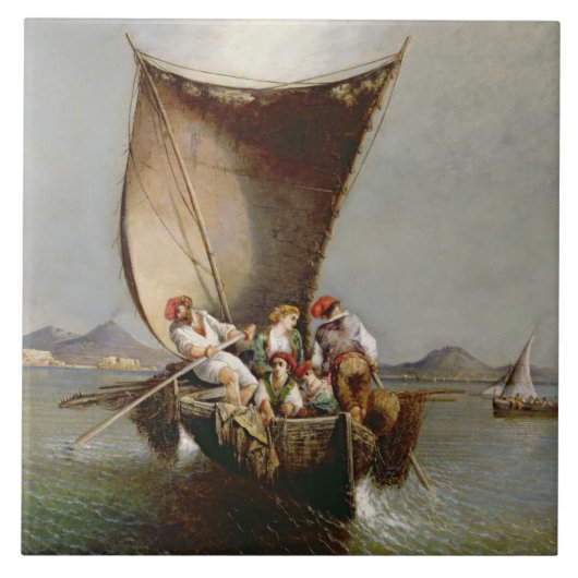 Die Familie des Fischers (Öl auf Leinwand) Fliese (Vorderseite)