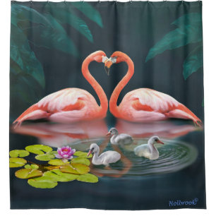 DIE FAMILIE FLAMINGO DUSCHVORHANG