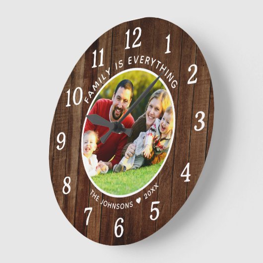 Die Familie ist alles, was Foto als braunes Palett Große Wanduhr (Winkel)