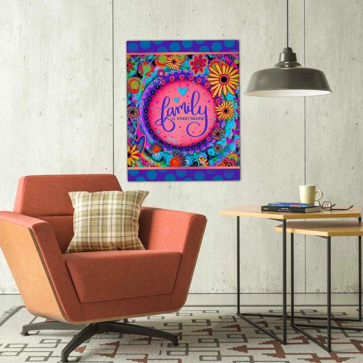 Die Familie ist alles, was mit Blumenrosa Inspirie Poster