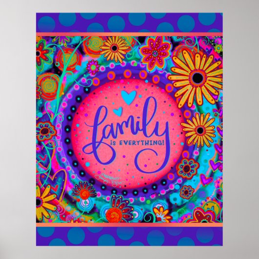 Die Familie ist alles, was mit Blumenrosa Inspirie Poster (Vorne)