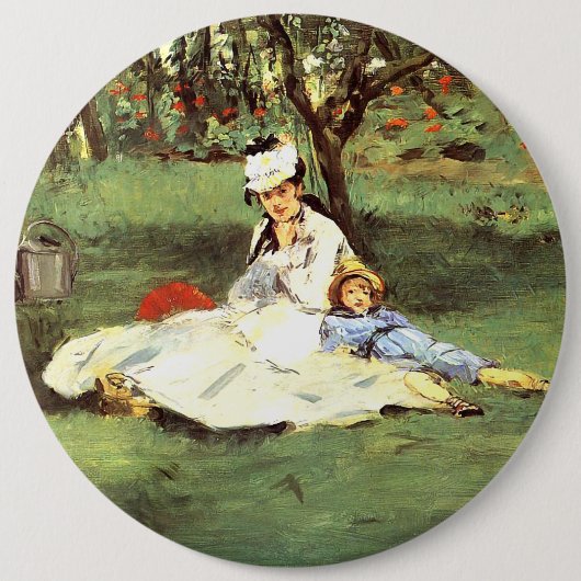 Die Familie Monet in ihrem Garten Edouard Manet Button (Vorderseite)