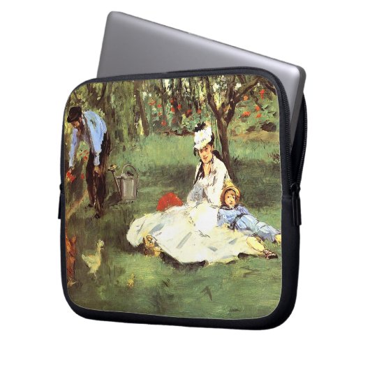 Die Familie Monet in ihrem Garten Edouard Manet Laptopschutzhülle (Vorderseite Links)