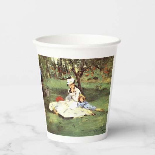 Die Familie Monet in ihrem Garten Edouard Manet Pappbecher (Vorderseite)