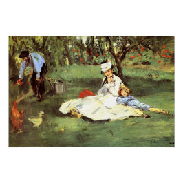 Die Familie Monet in ihrem Garten Edouard Manet Poster