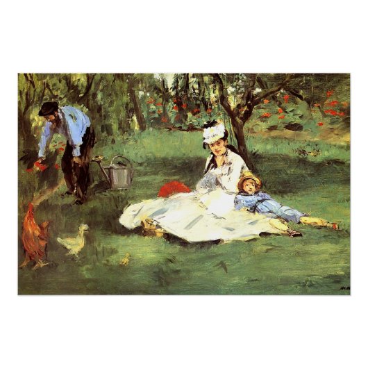 Die Familie Monet in ihrem Garten Edouard Manet Poster (Vorderseite)