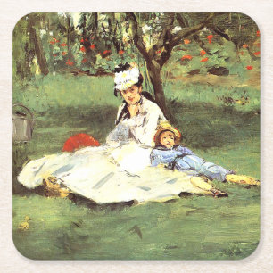 Die Familie Monet in ihrem Garten Edouard Manet Rechteckiger Pappuntersetzer