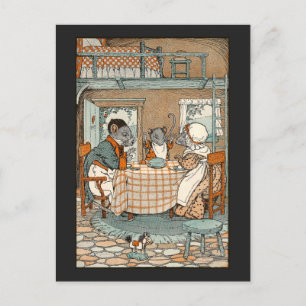 Die Familie Ratten setzt sich zum Frühstück zusamm Postkarte