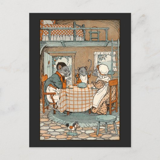 Die Familie Ratten setzt sich zum Frühstück zusamm Postkarte (Vorderseite)