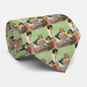 Die Familie Retro serviert Mama Frühstück im Bett Krawatte (Gerollt)